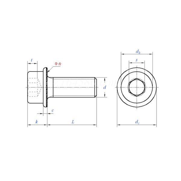 Zinc Plated DIN251 8.8 Hexagon Socket Flange Head Allen Bolt