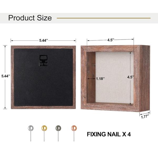 Best Selling Rustic Brown 5x5 Home Wall Mount Wood Decorative Memory Display Case Pictures Shadow Box