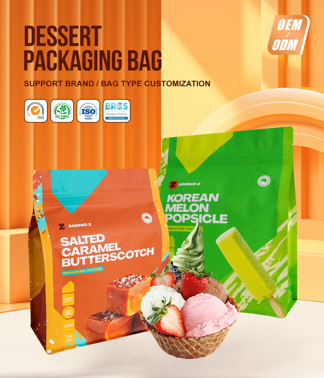 Custom Printed Food Grade Stand Up Pouch with Zipper Lock and Gravure Printing