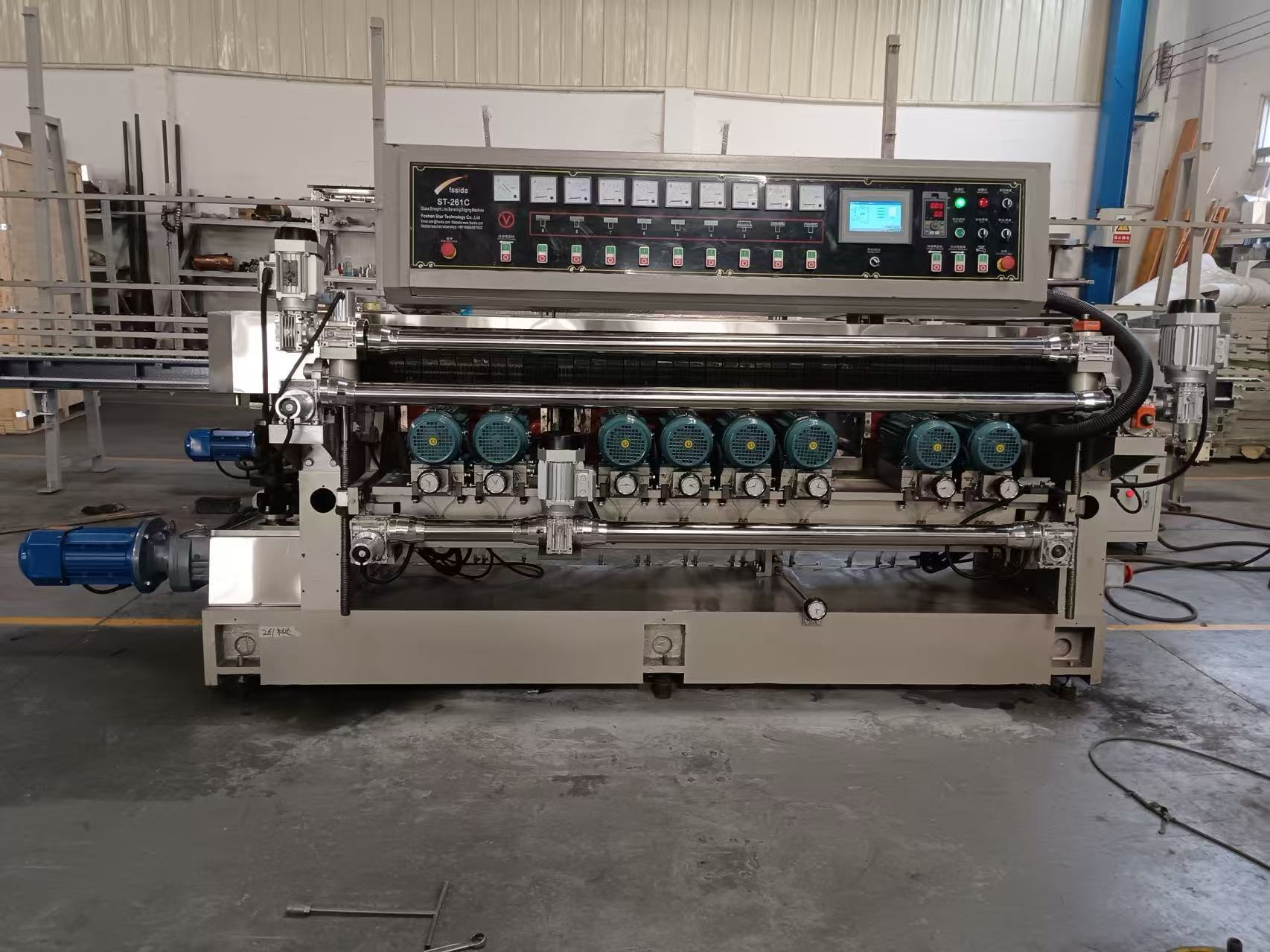 9 Head Glass Beveling Machine 6.68m X1.3mx1.9m Smooth / Efficient Operation