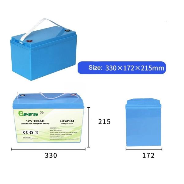 Bateria recarregável de plástico LiFePo4 Bluetooth 12V 100AH Substitua bateria de chumbo ácido Veículo elétrico