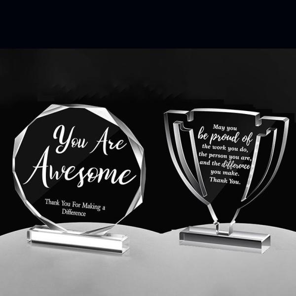 Custom Clear Number Acrylic Award Trophy Block for Company Anniversary Recognition