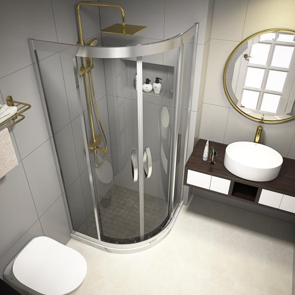 KPN-E002 6m m moderó recinto de la esquina curvado cuarto de baño de la ducha de la prenda impermeable del vidrio 900x900x1900, la ducha y recintos del baño