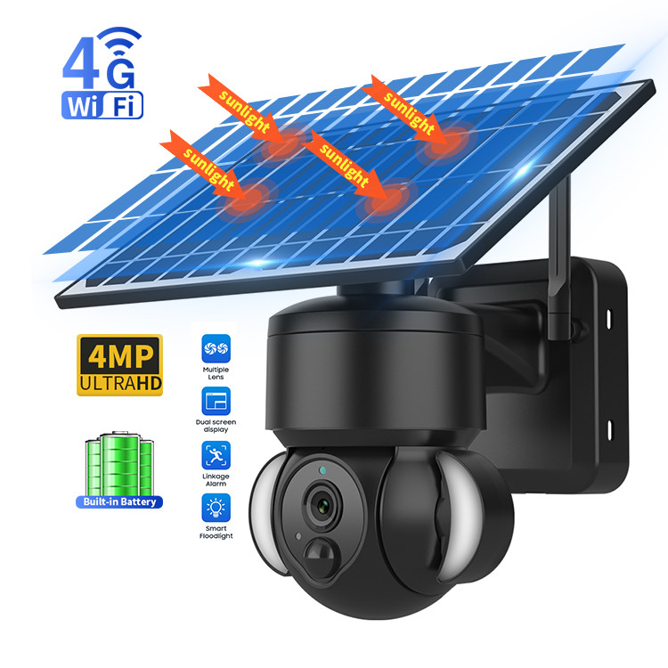 Камера 4MP 4G LTE клетчатая беспроводная солнечная на открытом воздухе для двора