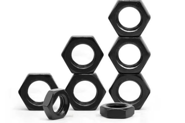 M4 M8 Aço carbono Galvanizado Preto Plain Hexagon Nuts Revestimento de zinco Branco Azul Negro