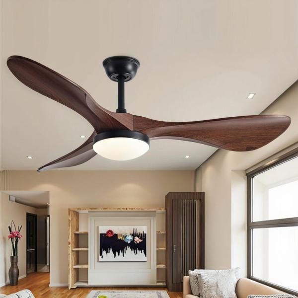 Ventilateur de plafond américain en bois massif rétro 42 pouces avec une puissance de vent élevée