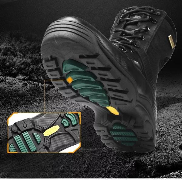 Leather Black Military Combat Boots Climbing Shoes Anti Slip Camouflage Wear Resistant
