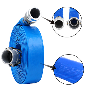 PVC Lay Flat Pump Discharge Hose With Aluminum Camlock C & E Fittings, Cam Lock Fitting Type F included, Heavy Duty