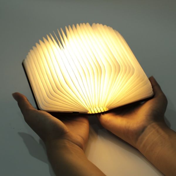 Mini Wooden Paper Book Lamp 5000K RGB Custom Logo