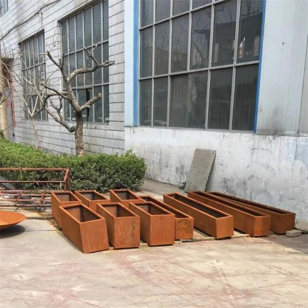 Customized Outdoor Corten Steel Cube Planter Box Garden Rust Metal Flower Pots