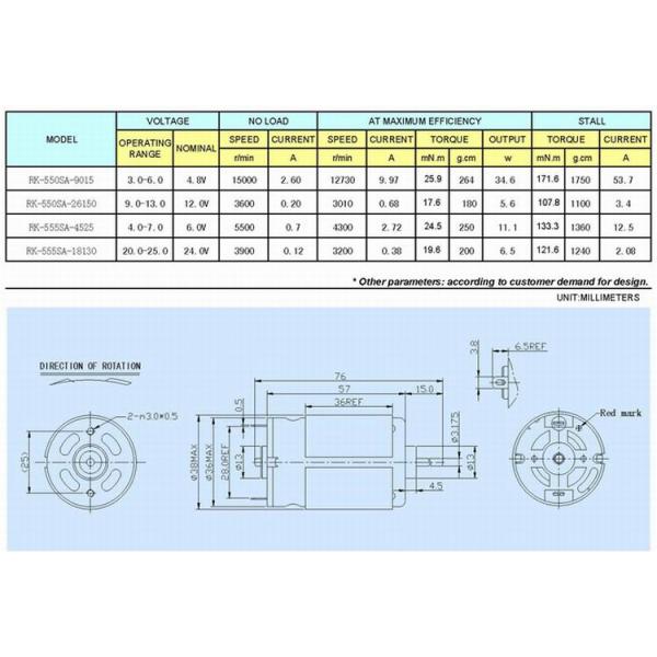 RS-550SA 15000RPM 2600mA почистило мотор щеткой сервопривода 12V Dc 24V