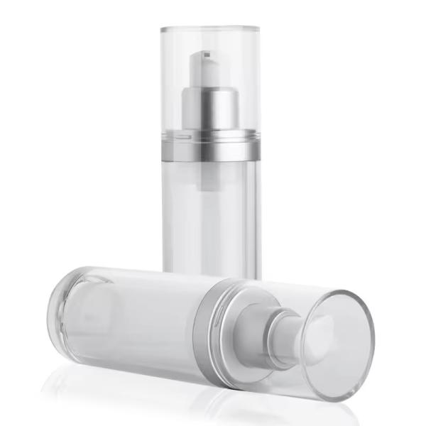 Bouteille de pompe sans air 100 ml en plastique Bouteille de crème pour le corps argent