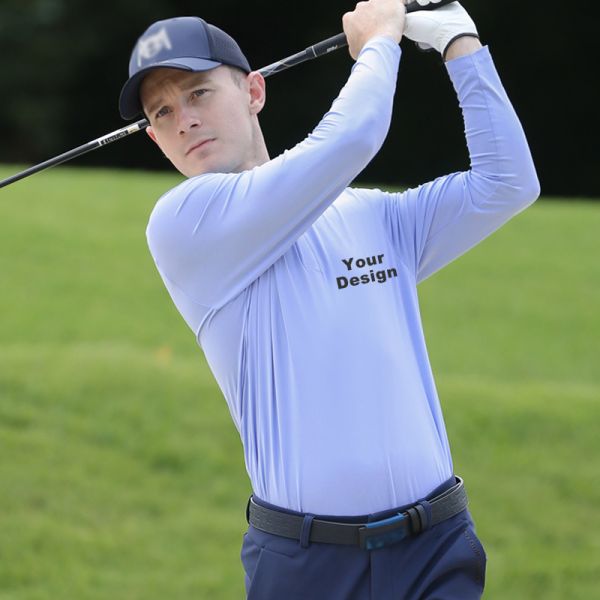 Men's High Stretch Polyester Spandex Golf Long Sleeve Top OEM Custom Sport Apparel