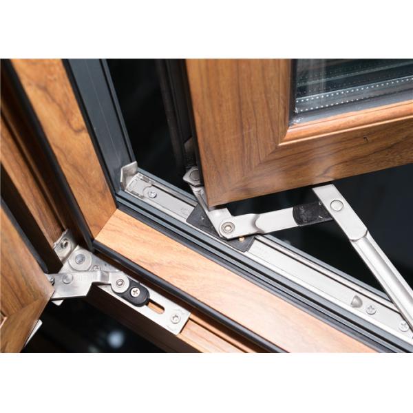Dust Proof Aluminum Frame Glass Windows Reddish Brown Shutters 120mm Width
