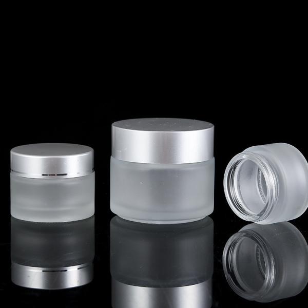 15g 30g 50g 100g Frosted Clear Glass Cream Jar with Gold Silver Screw Lid Customized Logo and Frosted Glass Base Material