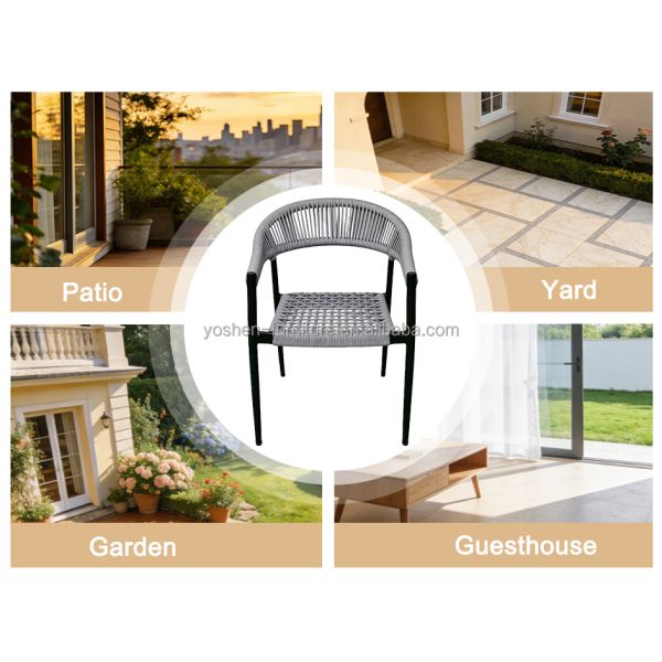 Stackable Armless French Dining Chair Bistro Chair Waterproof Comfortable Aluminum Frame for Outdoor Restaurants