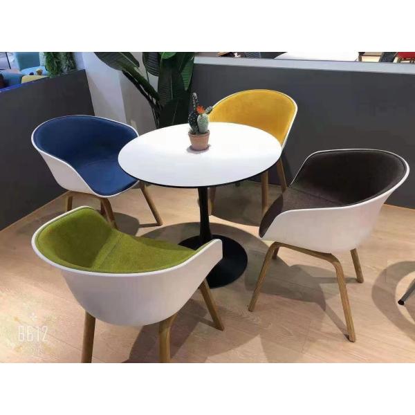 OEM Modern Fabric Dining Chairs With Wooden Legs 60cm