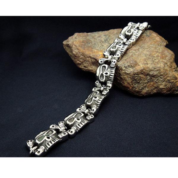 Men's Stainless Steel Skull Link Bracelet Gothic Style Silver Color (JCE229)