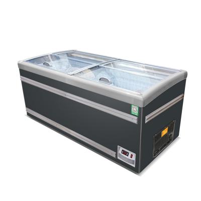 Supermarket Sliding Glass Door Top Island Freezer Deep Freezer