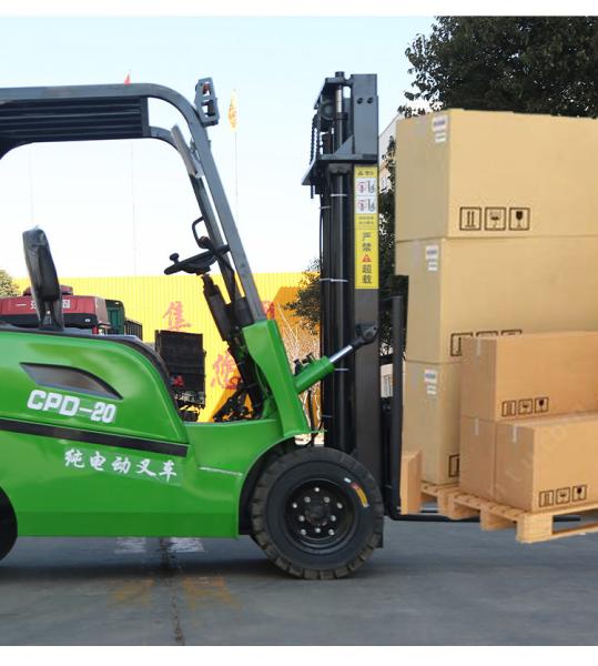 2T Wheel Electric Forklift 4 Wheels Pallet Stacker With Battery Powered Forklift Truck