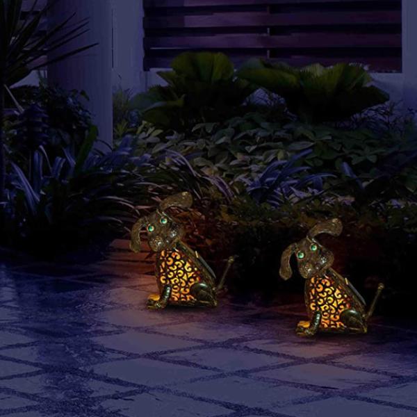9.25 Inches 0.01W Dog Solar Garden Animal Statues