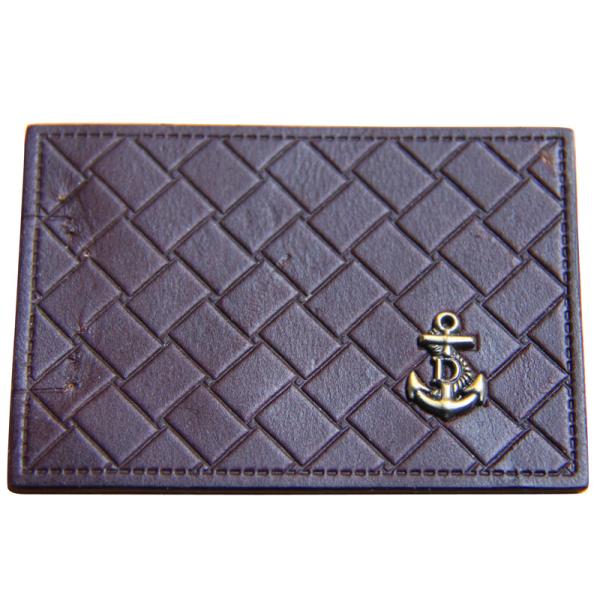 D Brass Rivet Embossed Leather Patches Metal Logo leather embossed labels