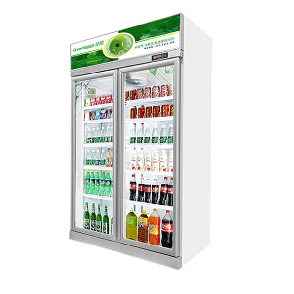 Two Glass Doors Beverage Display Freezer with Top-Mounted Refrigeration Unit, Auto Defrost, and 1154L Volume