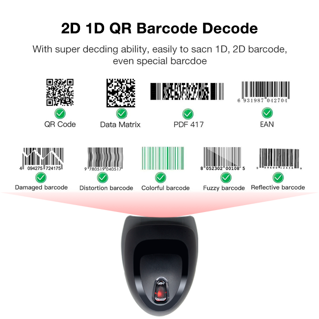Блок развертки штрихкода ПК 1D 2D 2.4Ghz Bluetooth QR ABS с памятью