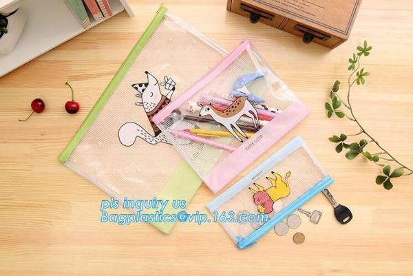 Customize Mesh PVC Pencil Bag A4 Travel Passport Pouch, Plastic k document file bag
