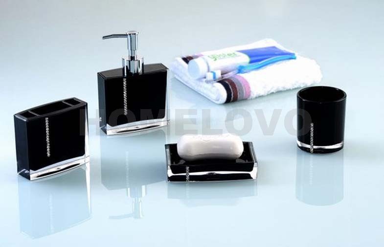 Recyclable чисто черное или белое пластичное собрание ванной комнаты 4pcs устанавливает для перемещать