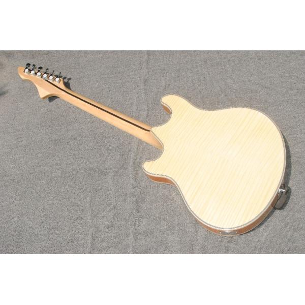 High-grade customized jazz six-string electric guitar, double f-hole half-hollow electric guitar, wood color