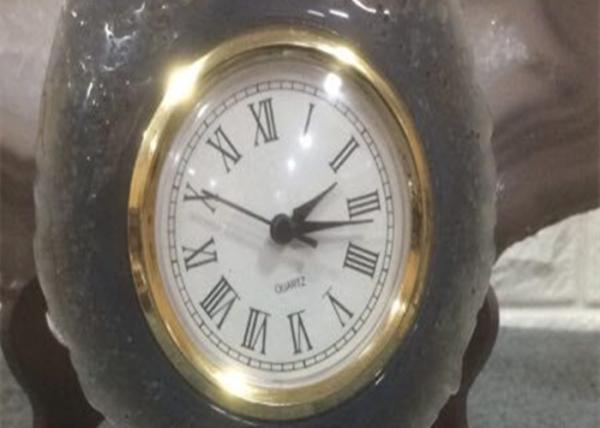 15cm Height Agate Stone Decor , Agate Slice Clock Elegant Appearance