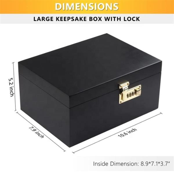 Customize Luxury Solid Wood Box  Eco-friendly Wooden Decorative Boxes with Hinged Lid Black Wooden Box
