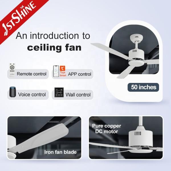 Estilo moderno 50 polegadas lâminas de ferro Metal ventilador de teto com controle remoto de 1stshine