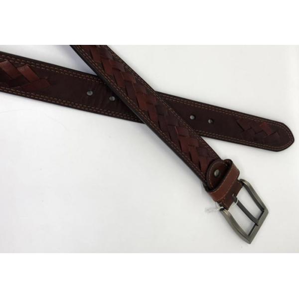 Ширина кожаного пояса 3.8cm поверхностных заплетенных людей случайная с пряжкой света пушечного металла щетки