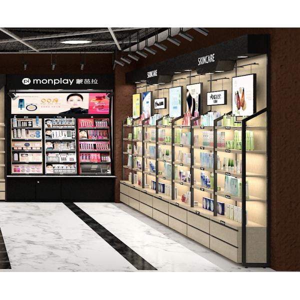 conception cosmétique de stockage de mur de présentoirs de magasin de détail d'épaisseur de 18mm