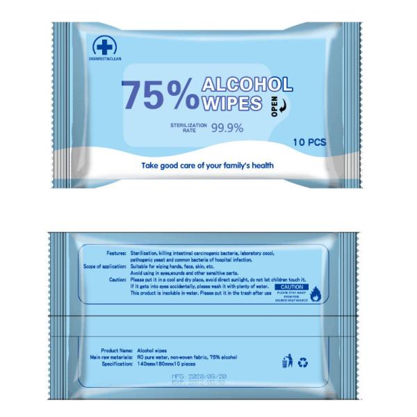 O desinfetante amigável do álcool de Eco limpa 140mm x 180mm 10pcs pelo saco