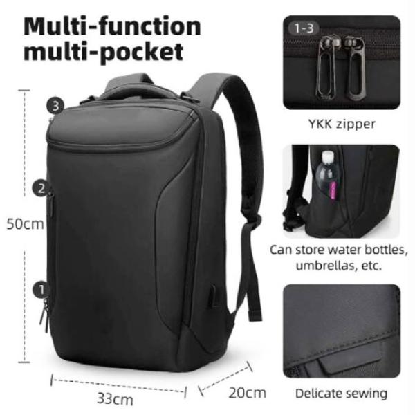 mochila de encargo del ordenador portátil de la prenda impermeable del negocio con el puerto de la carga por USB