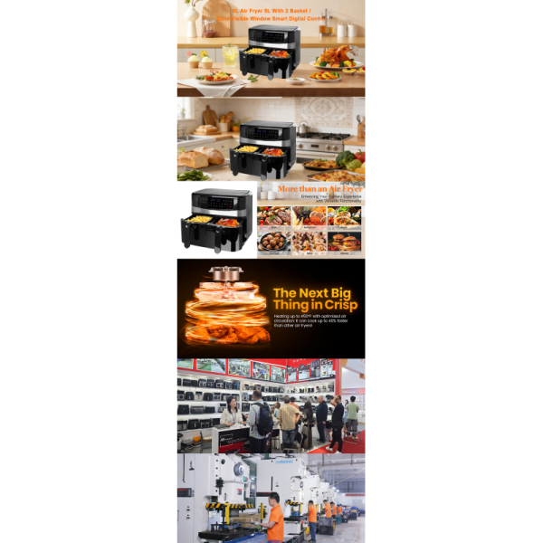 Dual Air Fryer 9L Digital Smart Oil Free Double Basket Dual Zone