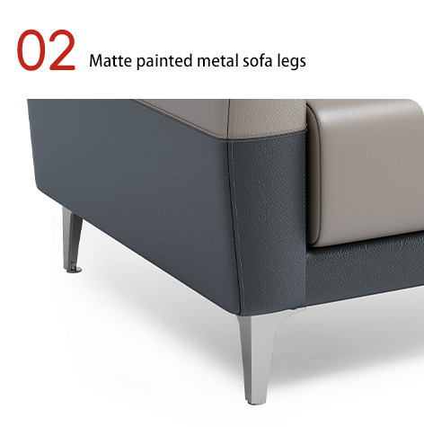 Sofá de oficina moderno de recepción de negocios Sofá con muebles de pie de cuero de acero inoxidable y base de piernas de acero