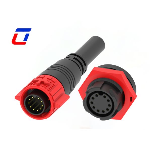 PA66 M19 Push Pull Cable Connectors 10 Pin IP67 Rated Plug And Socket Connector