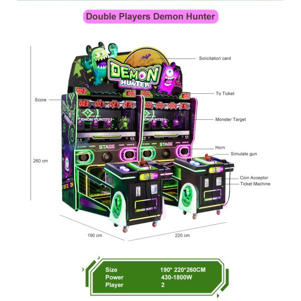 Coin Operated Indoor Play Equipment For Adults Children Shooting Game Double Players Demon Hunter