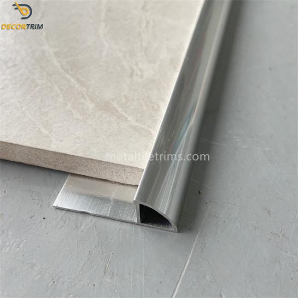 Quarter Round Metal Bullnose Tile Edging Trim High Gloss Silver Color