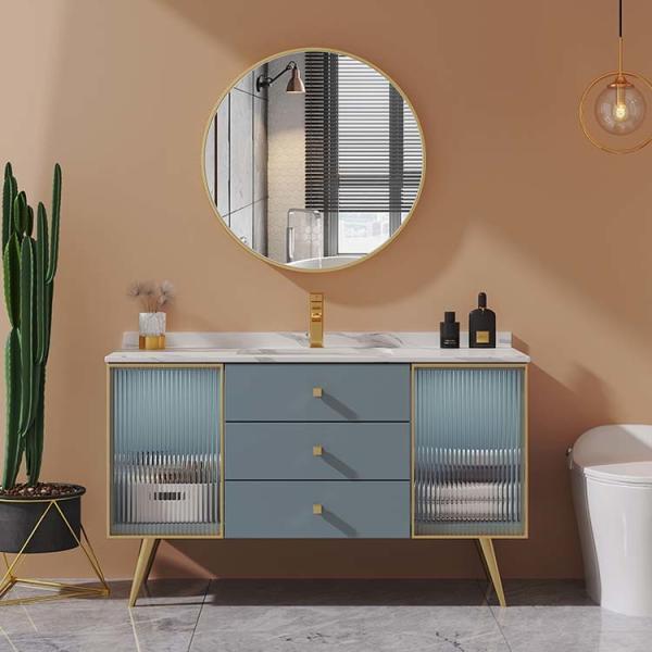 Single Washbasin Bathroom Cabinet With Drawer Floor Mounted