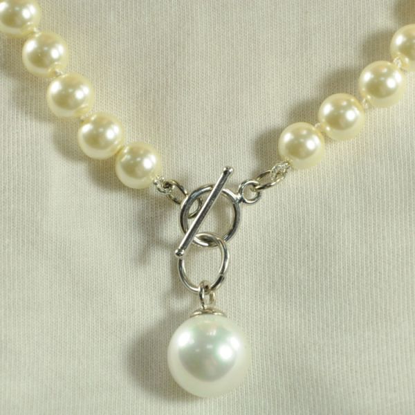 Knotted Pearl Beads Necklace Pearl Pendant OT Buckle Women Jewelry