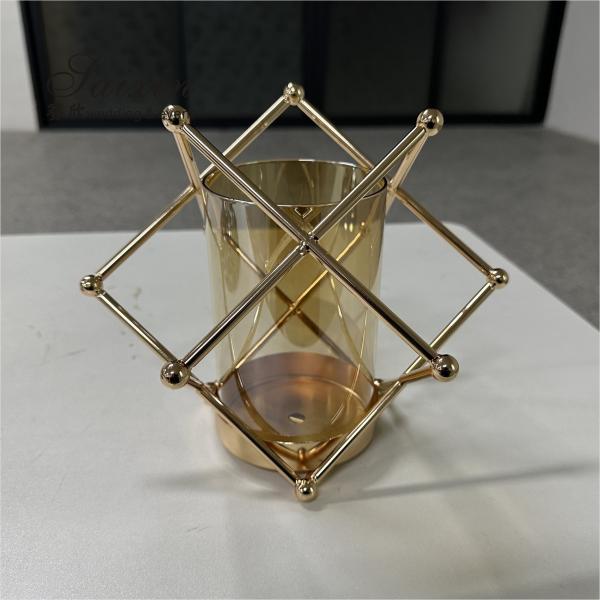 Wholesale wedding centerpieces single gold candle holder for event decor