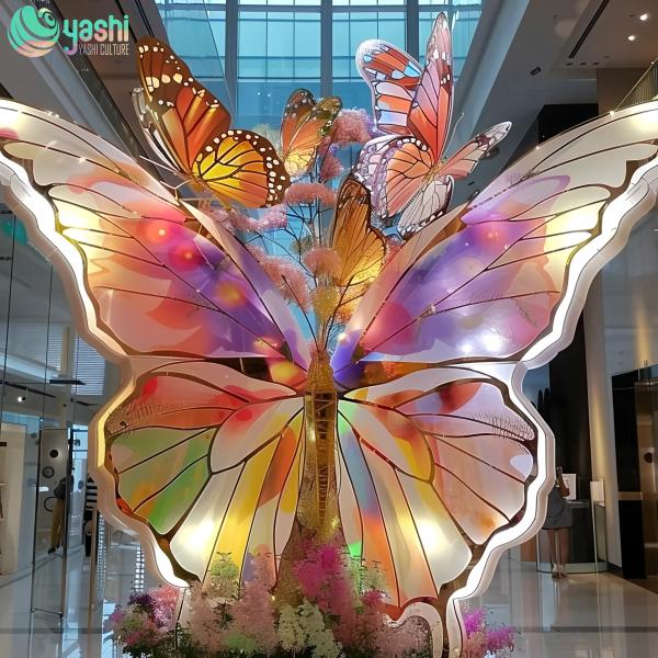 Linternas coloridas hechas a mano con forma de mariposa, decoraciones ambientales, escenas, eventos y fiestas en parques temáticos