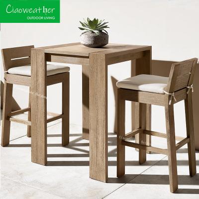 Modern Patio Garden Bar Chair Durable and Strong Teak Wood Furniture for Courtyard