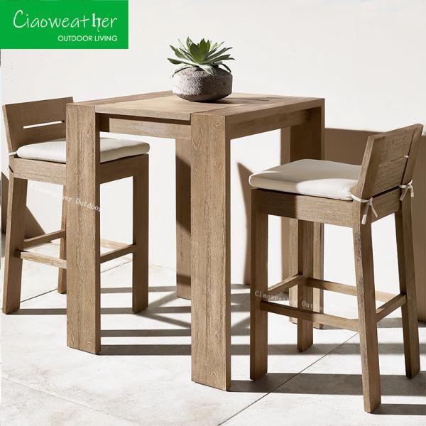 Modern Patio Garden Bar Chair Durable and Strong Teak Wood Furniture for Courtyard