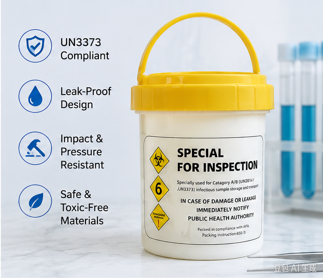 UN3373 Biological Sample Transport Box With Durable Cardboard Outer Box PP Container Ideal For Infectious Specimen Safe Transport And Storage